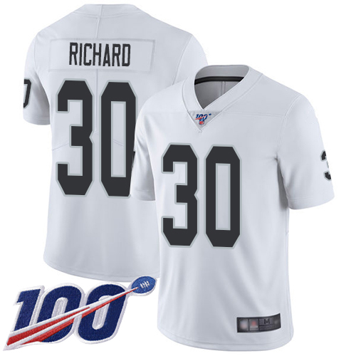 Men Oakland Raiders Limited White Jalen Richard Road Jersey NFL Football #30 100th Season Vapor Jersey